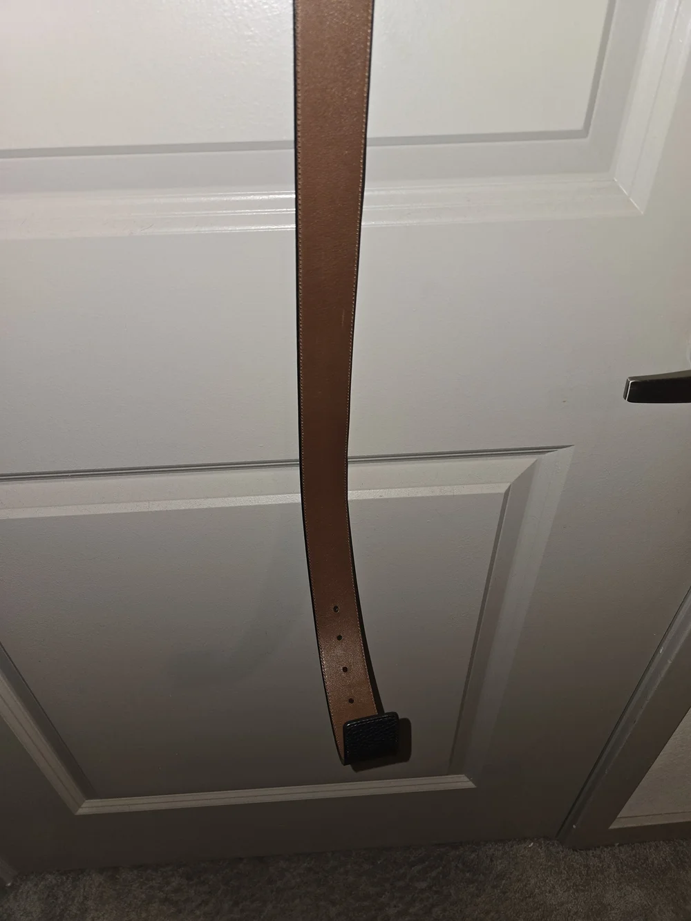 Coach Men’s Black and Brown Leather Belt with Signature 'C' Buckle